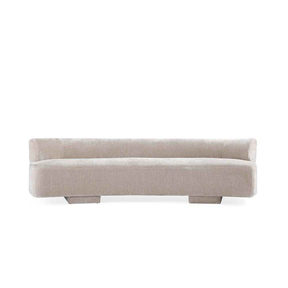 Manhattan Comfort - Verandah 112W Chenille Sofa with Wood with Fabric Upholstery Legs in Beige - SF016-BE veiw 2