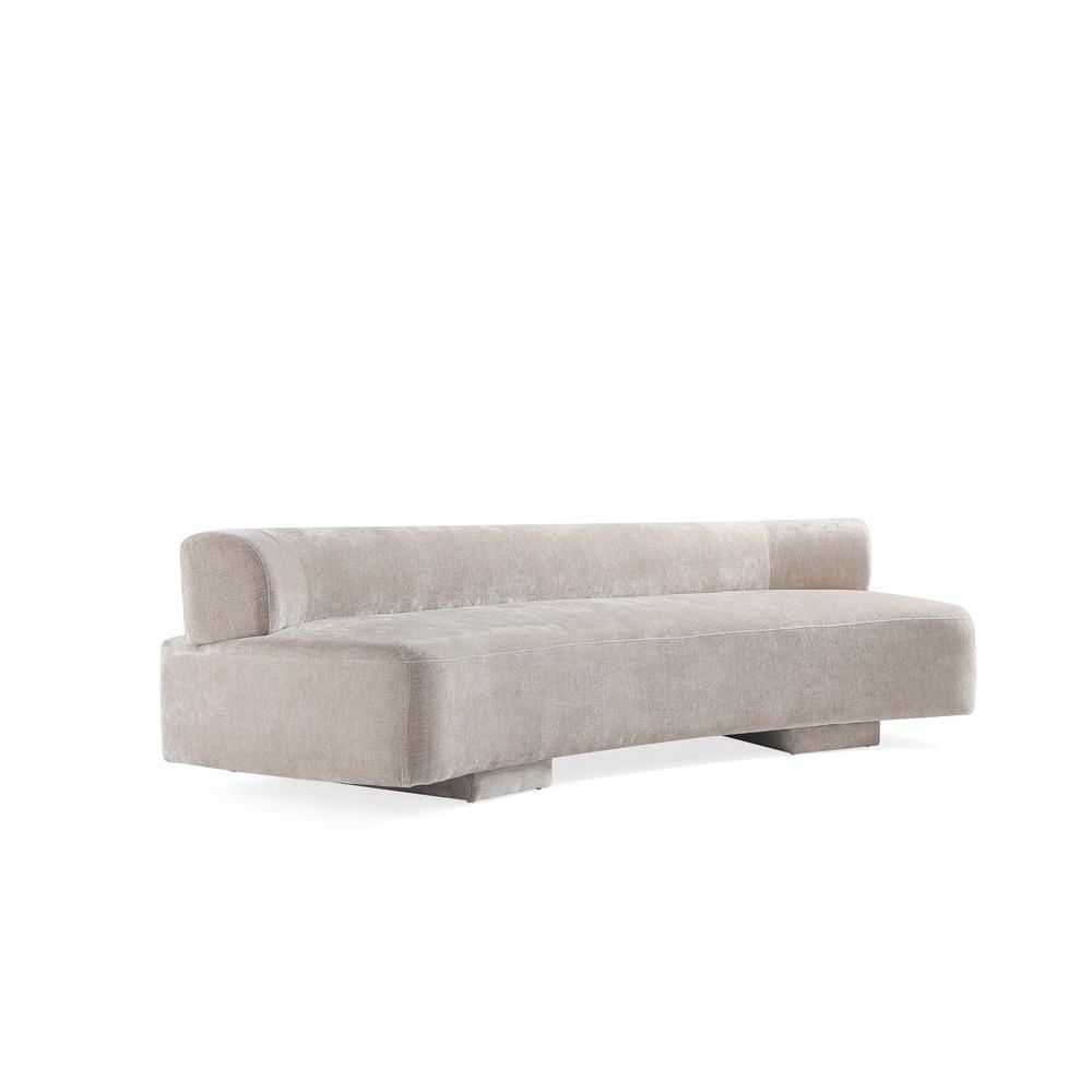 Manhattan Comfort - Verandah 112W Chenille Sofa with Wood with Fabric Upholstery Legs in Beige - SF016-BE veiw 3