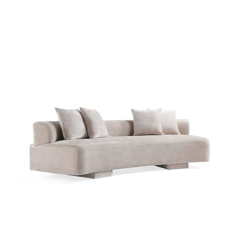 Manhattan Comfort - Verandah 112W Chenille Sofa with Wood with Fabric Upholstery Legs in Beige - SF016-BE veiw 4