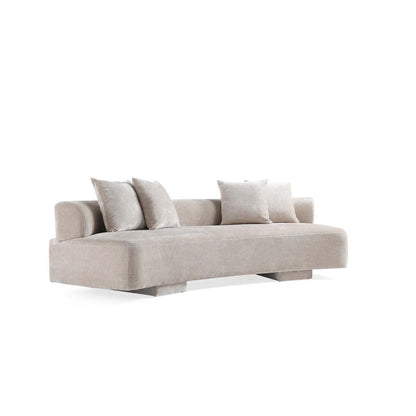 Manhattan Comfort - Verandah 112W Chenille Sofa with Wood with Fabric Upholstery Legs in Beige - SF016-BE veiw 4