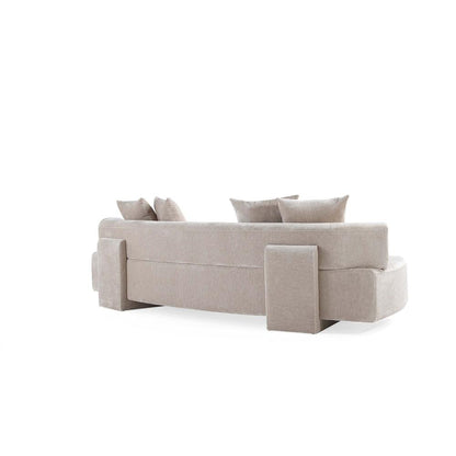 Manhattan Comfort - Verandah 112W Chenille Sofa with Wood with Fabric Upholstery Legs in Beige - SF016-BE veiw 6