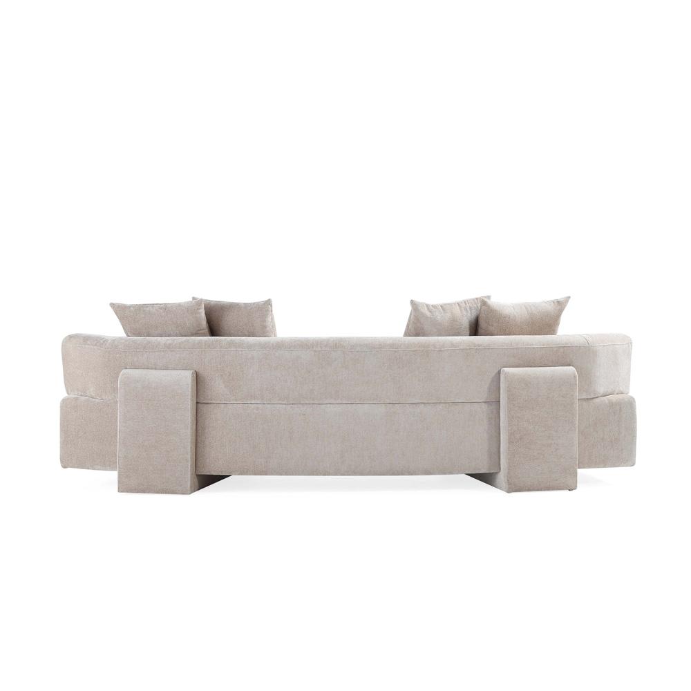Manhattan Comfort - Verandah 112W Chenille Sofa with Wood with Fabric Upholstery Legs in Beige - SF016-BE veiw 8