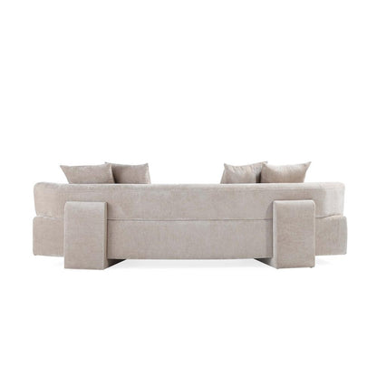 Manhattan Comfort - Verandah 112W Chenille Sofa with Wood with Fabric Upholstery Legs in Beige - SF016-BE veiw 8