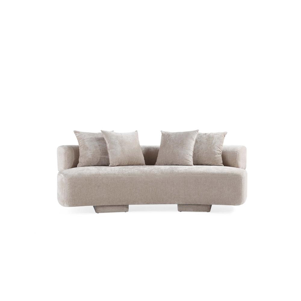 Manhattan Comfort - Verandah 90W Chenille Sofa with Wood with Fabric Upholstery Legs in Beige - LS017-BE veiw 1