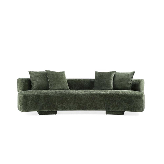 Manhattan Comfort - Verandah 112W Chenille Sofa with Wood with Fabric Upholstery Legs in Olive Green - SF016-OG veiw 1