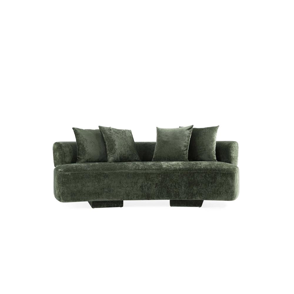 Manhattan Comfort - Verandah 90W Chenille Sofa with Wood with Fabric Upholstery Legs in Olive Green - LS017-OG veiw 1