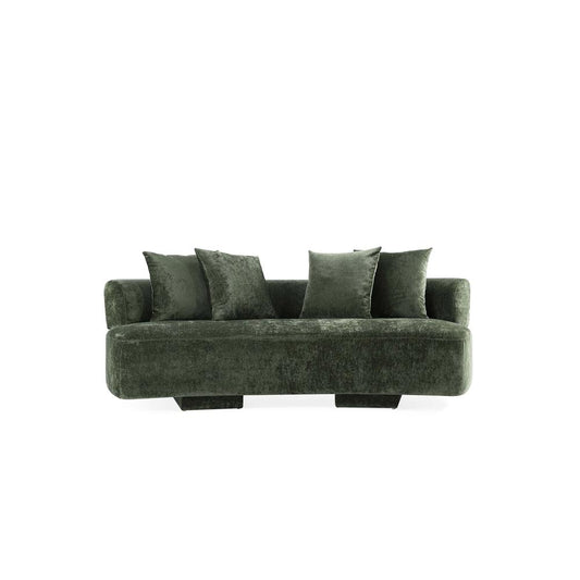 Manhattan Comfort - Verandah 90W Chenille Sofa with Wood with Fabric Upholstery Legs in Olive Green - LS017-OG veiw 1