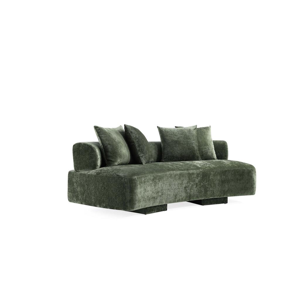 Manhattan Comfort - Verandah 90W Chenille Sofa with Wood with Fabric Upholstery Legs in Olive Green - LS017-OG veiw 4