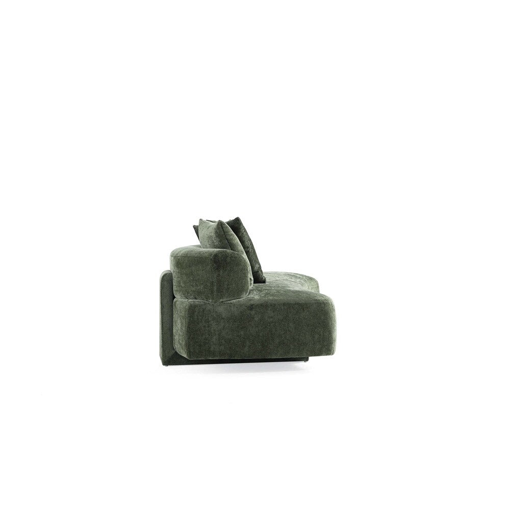 Manhattan Comfort - Verandah 90W Chenille Sofa with Wood with Fabric Upholstery Legs in Olive Green - LS017-OG veiw 5