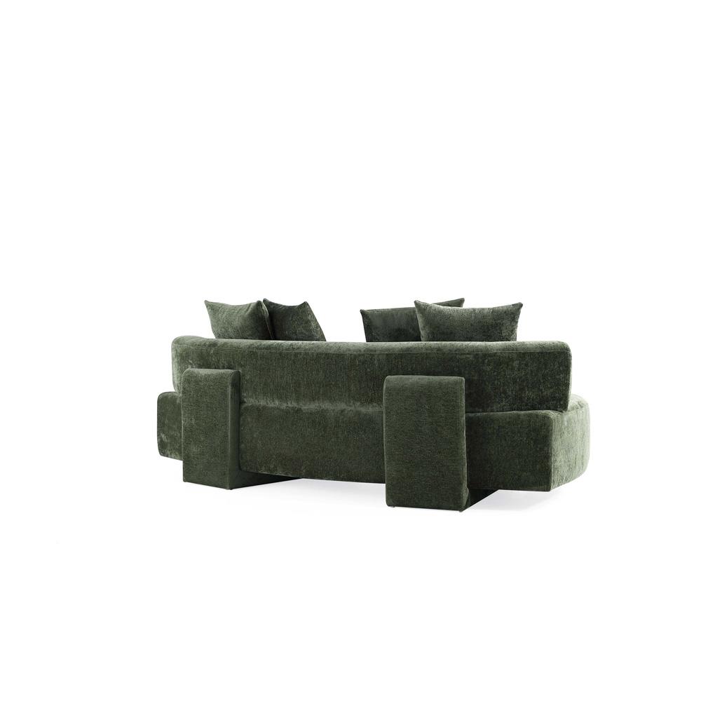 Manhattan Comfort - Verandah 90W Chenille Sofa with Wood with Fabric Upholstery Legs in Olive Green - LS017-OG veiw 6