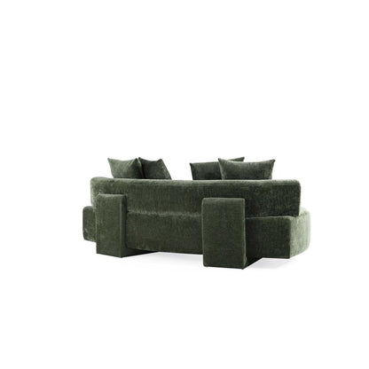 Manhattan Comfort - Verandah 90W Chenille Sofa with Wood with Fabric Upholstery Legs in Olive Green - LS017-OG veiw 6