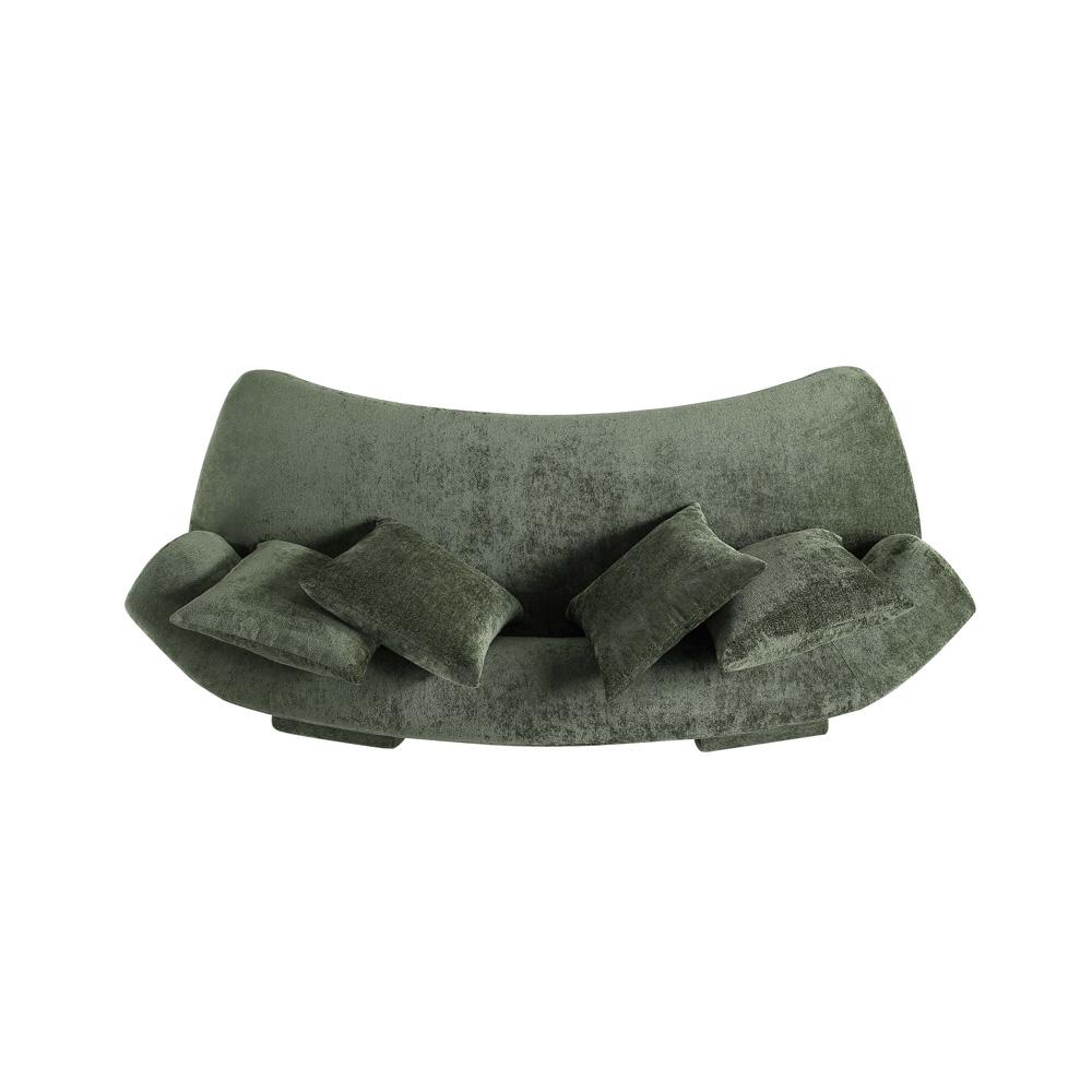 Manhattan Comfort - Verandah 90W Chenille Sofa with Wood with Fabric Upholstery Legs in Olive Green - LS017-OG veiw 7