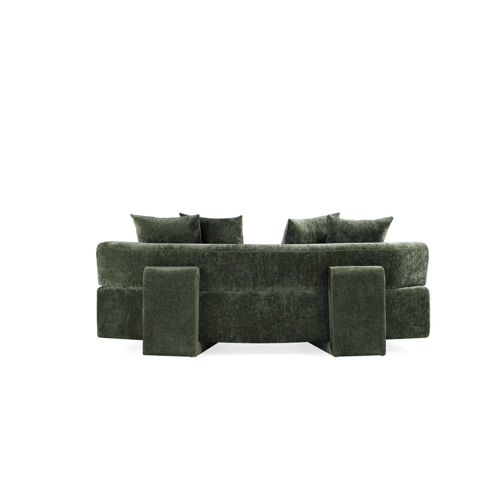 Manhattan Comfort - Verandah 90W Chenille Sofa with Wood with Fabric Upholstery Legs in Olive Green - LS017-OG veiw 8