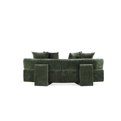 Manhattan Comfort - Verandah 90W Chenille Sofa with Wood with Fabric Upholstery Legs in Olive Green - LS017-OG veiw 8