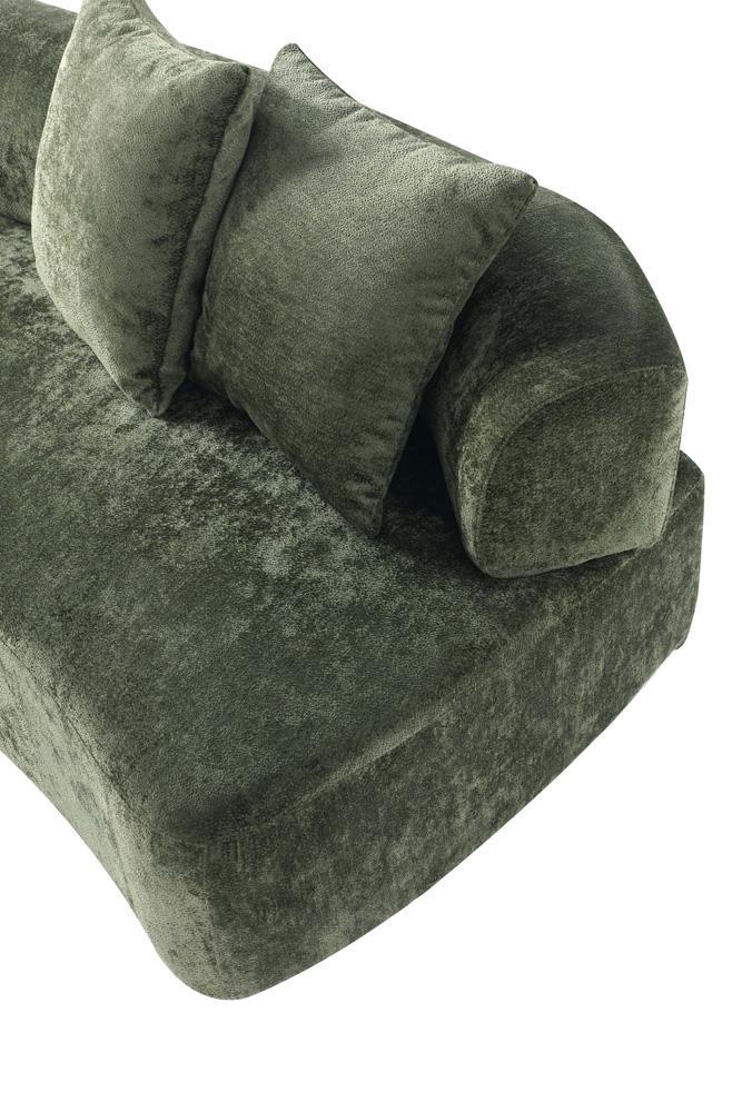 Manhattan Comfort - Verandah 90W Chenille Sofa with Wood with Fabric Upholstery Legs in Olive Green - LS017-OG veiw 9