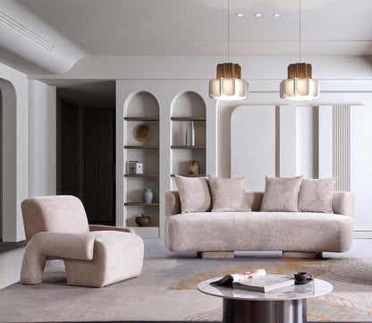 Manhattan Comfort - 2-Piece Verandah Chenille Sofa and Accent Chair with Wood with Fabric Upholstery Legs in Beige - 2-LSAC1769-BE veiw 10