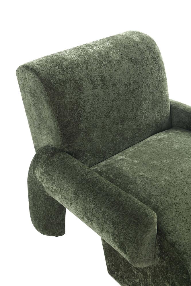 Manhattan Comfort - 2-Piece Verandah Chenille Sofa and Accent Chair with Wood with Fabric Upholstery Legs in Olive Green - 2-LSAC1769-OG veiw 6