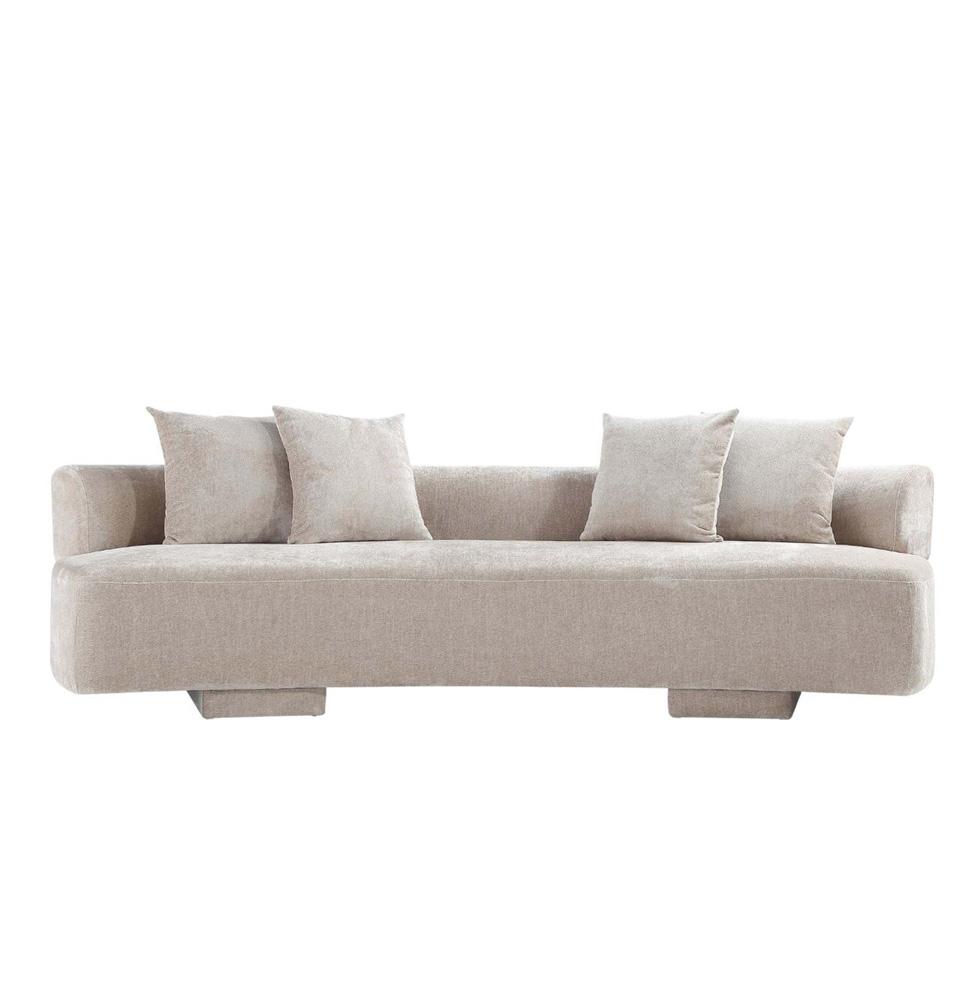 Manhattan Comfort - 2-Piece Verandah Chenille XL Sofa and Accent Chair with Wood with Fabric Upholstery Legs in Beige - 2-SFAC1669-BE veiw 2