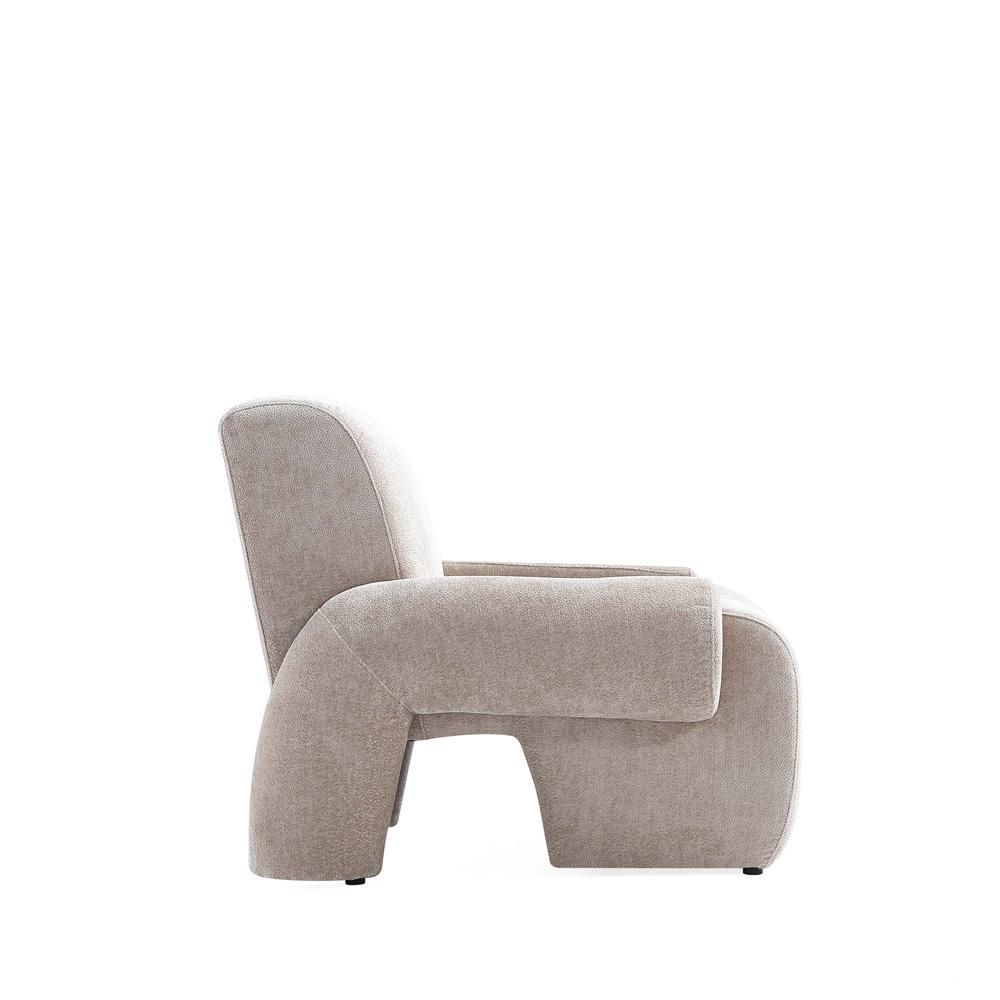 Manhattan Comfort - 2-Piece Verandah Chenille XL Sofa and Accent Chair with Wood with Fabric Upholstery Legs in Beige - 2-SFAC1669-BE veiw 6