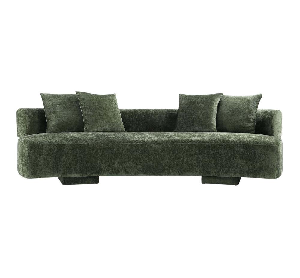 Manhattan Comfort - 2-Piece Verandah Chenille XL Sofa and Accent Chair with Wood with Fabric Upholstery Legs in Olive Green - 2-SFAC1669-OG veiw 2