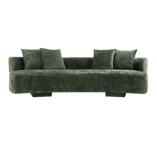 Manhattan Comfort - 2-Piece Verandah Chenille XL Sofa and Accent Chair with Wood with Fabric Upholstery Legs in Olive Green - 2-SFAC1669-OG veiw 2