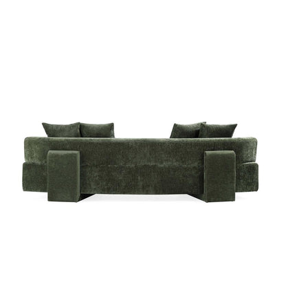 Manhattan Comfort - 2-Piece Verandah Chenille XL Sofa and Accent Chair with Wood with Fabric Upholstery Legs in Olive Green - 2-SFAC1669-OG veiw 4