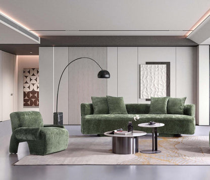 Manhattan Comfort - 2-Piece Verandah Chenille XL Sofa and Accent Chair with Wood with Fabric Upholstery Legs in Olive Green - 2-SFAC1669-OG veiw 11