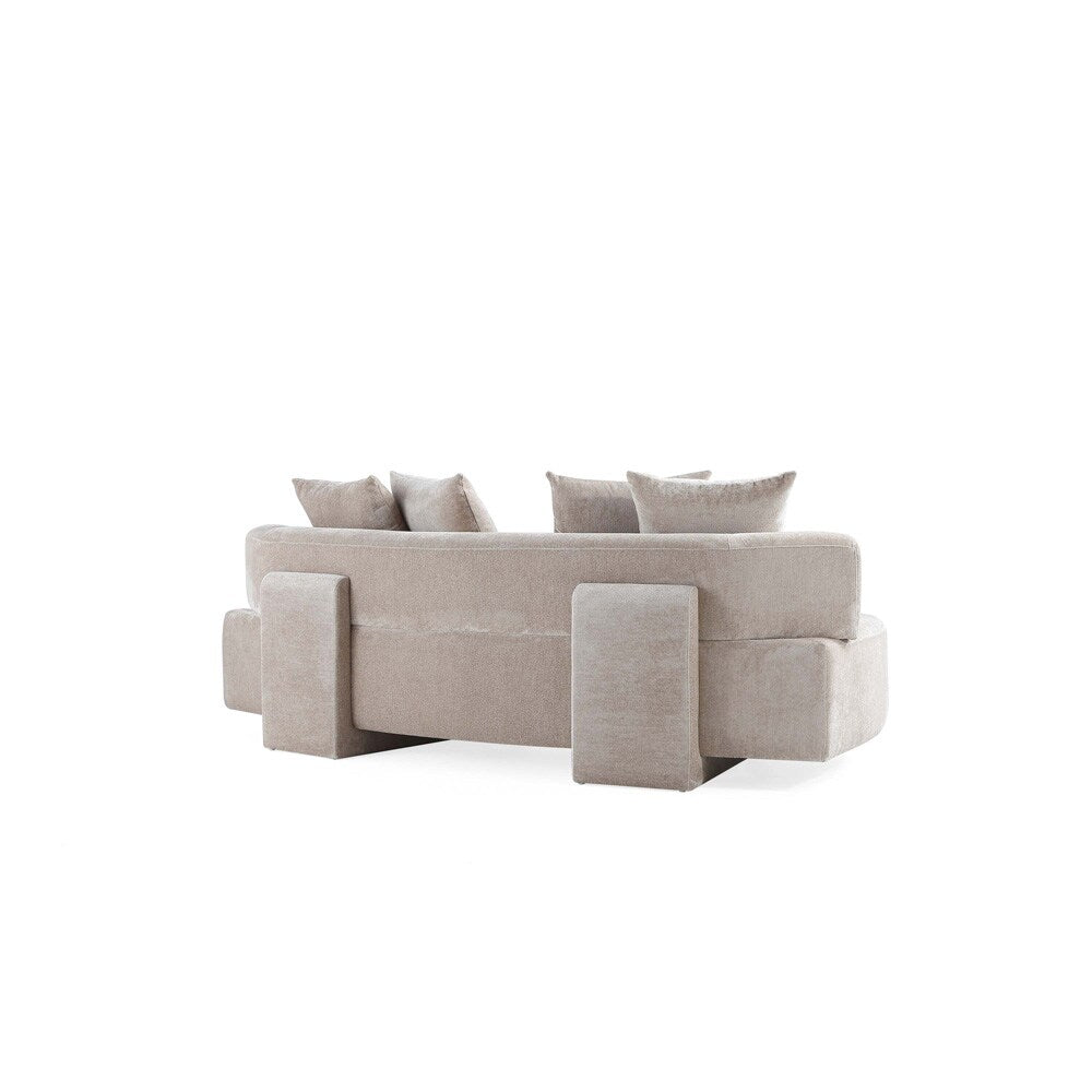 Manhattan Comfort - 2-Piece Verandah Chenille Sofa and XL Sofa with Wood with Fabric Upholstery Legs in Beige - 2-SFLS1617-BE veiw 4