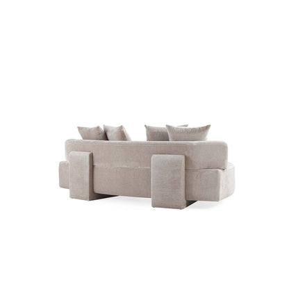Manhattan Comfort - 2-Piece Verandah Chenille Sofa and XL Sofa with Wood with Fabric Upholstery Legs in Beige - 2-SFLS1617-BE veiw 4