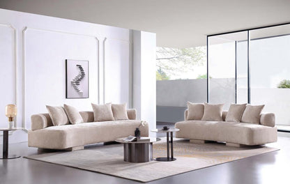 Manhattan Comfort - 2-Piece Verandah Chenille Sofa and XL Sofa with Wood with Fabric Upholstery Legs in Beige - 2-SFLS1617-BE veiw 10