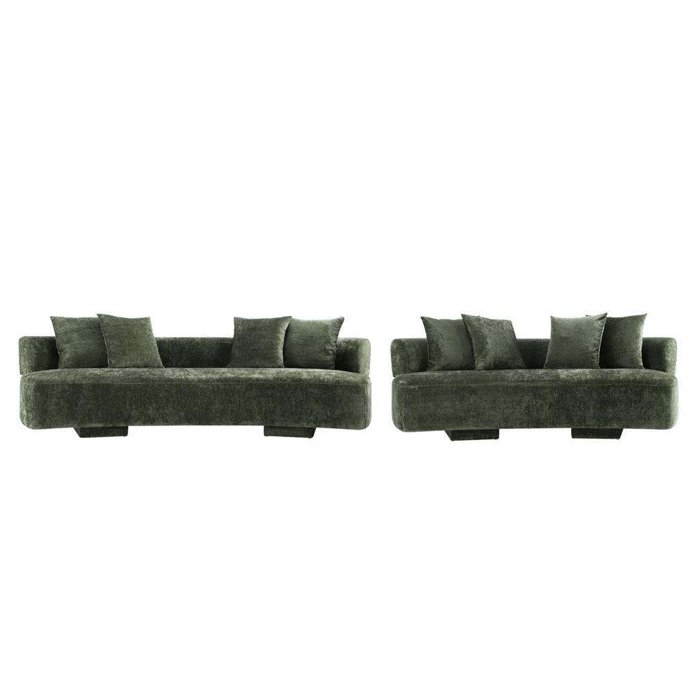 Manhattan Comfort - 2-Piece Verandah Chenille Sofa and XL Sofa with Wood with Fabric Upholstery Legs in Olive Green - 2-SFLS1617-OG veiw 1