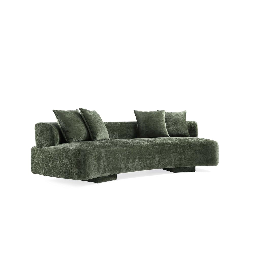 Manhattan Comfort - 2-Piece Verandah Chenille Sofa and XL Sofa with Wood with Fabric Upholstery Legs in Olive Green - 2-SFLS1617-OG veiw 2