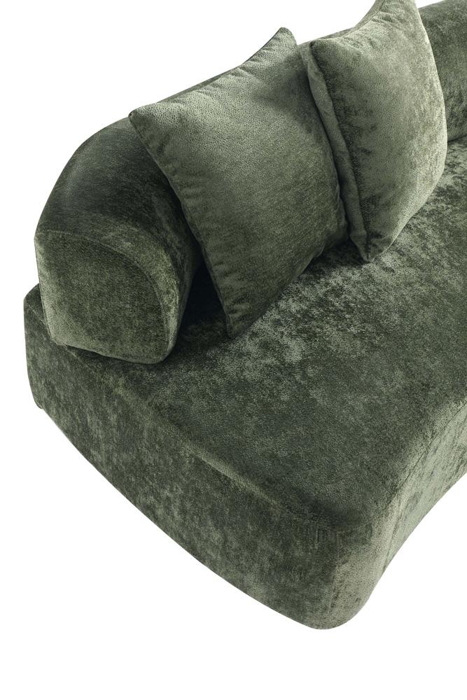 Manhattan Comfort - 2-Piece Verandah Chenille Sofa and XL Sofa with Wood with Fabric Upholstery Legs in Olive Green - 2-SFLS1617-OG veiw 7