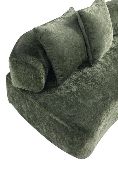 Manhattan Comfort - 2-Piece Verandah Chenille Sofa and XL Sofa with Wood with Fabric Upholstery Legs in Olive Green - 2-SFLS1617-OG veiw 7