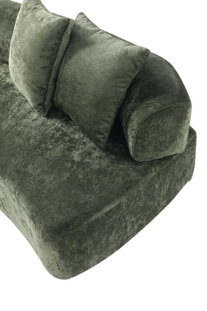 Manhattan Comfort - 2-Piece Verandah Chenille Sofa and XL Sofa with Wood with Fabric Upholstery Legs in Olive Green - 2-SFLS1617-OG veiw 9