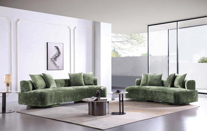 Manhattan Comfort - 2-Piece Verandah Chenille Sofa and XL Sofa with Wood with Fabric Upholstery Legs in Olive Green - 2-SFLS1617-OG veiw 10