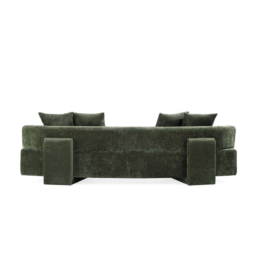 Manhattan Comfort - 3-Piece Verandah Chenille XL Sofa and Accent Chairs with Wood with Fabric Upholstery Legs in Olive Green - 3-SFAC1669-OG veiw 4
