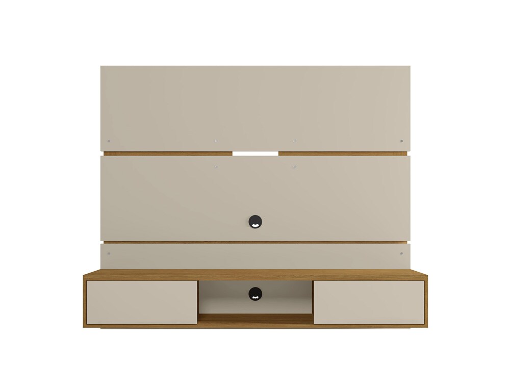 Manhattan Comfort - Vernon Floating Entertainment Center with 3 Fixed Shelves in Off White and Cinnamon - 236BMC12 veiw 1