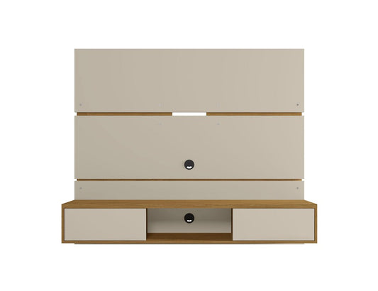 Manhattan Comfort - Vernon Floating Entertainment Center with 3 Fixed Shelves in Off White and Cinnamon - 236BMC12 veiw 1