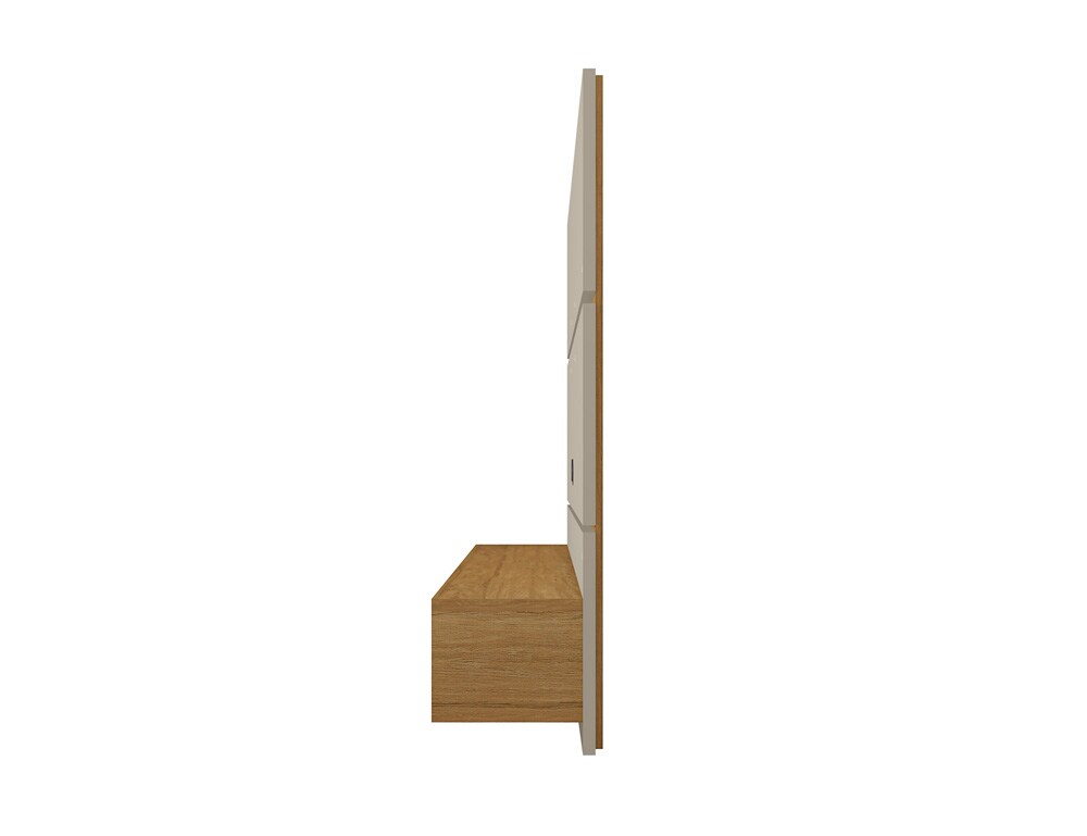 Manhattan Comfort - Vernon Floating Entertainment Center with 3 Fixed Shelves in Off White and Cinnamon - 236BMC12 veiw 3