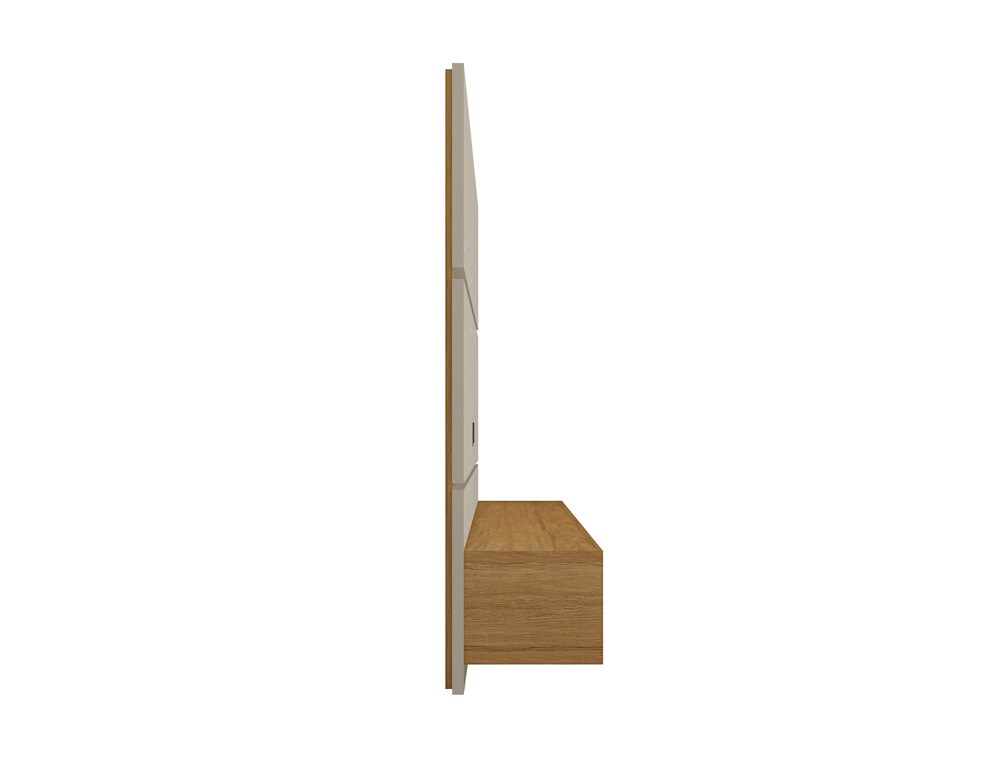 Manhattan Comfort - Vernon Floating Entertainment Center with 3 Fixed Shelves in Off White and Cinnamon - 236BMC12 veiw 4