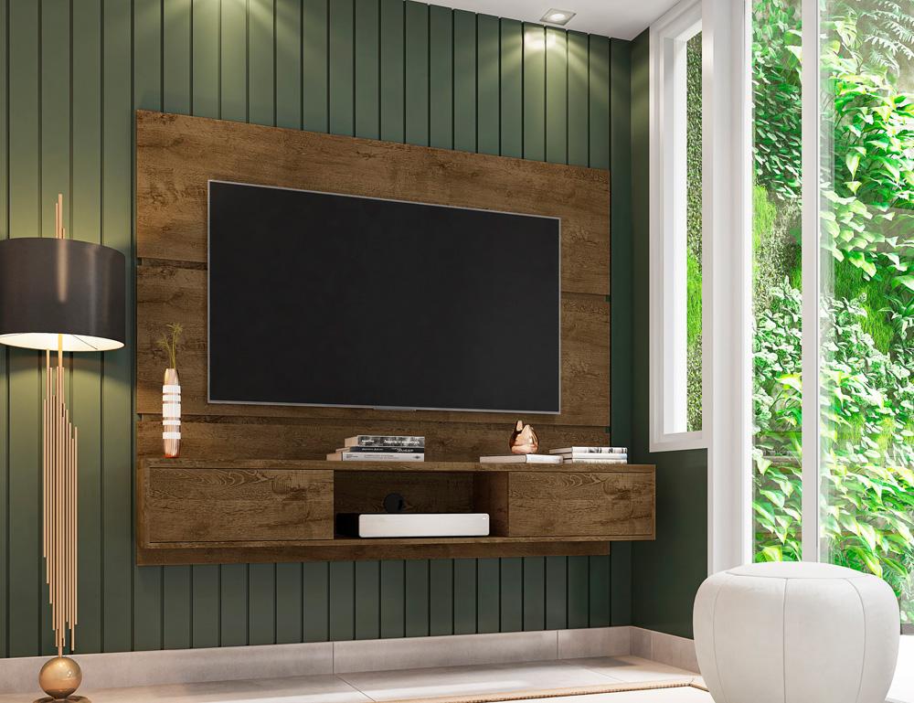 Manhattan Comfort - Vernon Floating Entertainment Center with 3 Fixed Shelves in Rustic Brown - 236BMC9 veiw 8