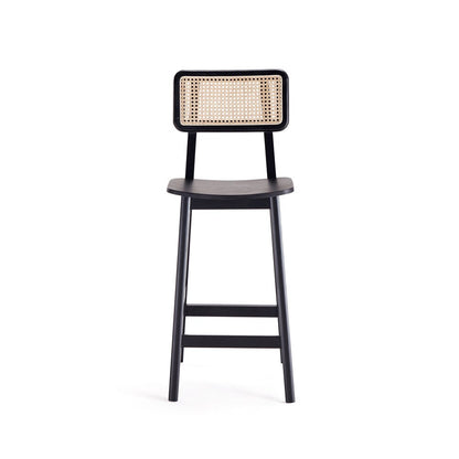 Manhattan Comfort - Versailles Counter Stool with American Ash Wood Legs in Black and Natural Cane - Set of 2 - 2-CSCA01-BK veiw 3