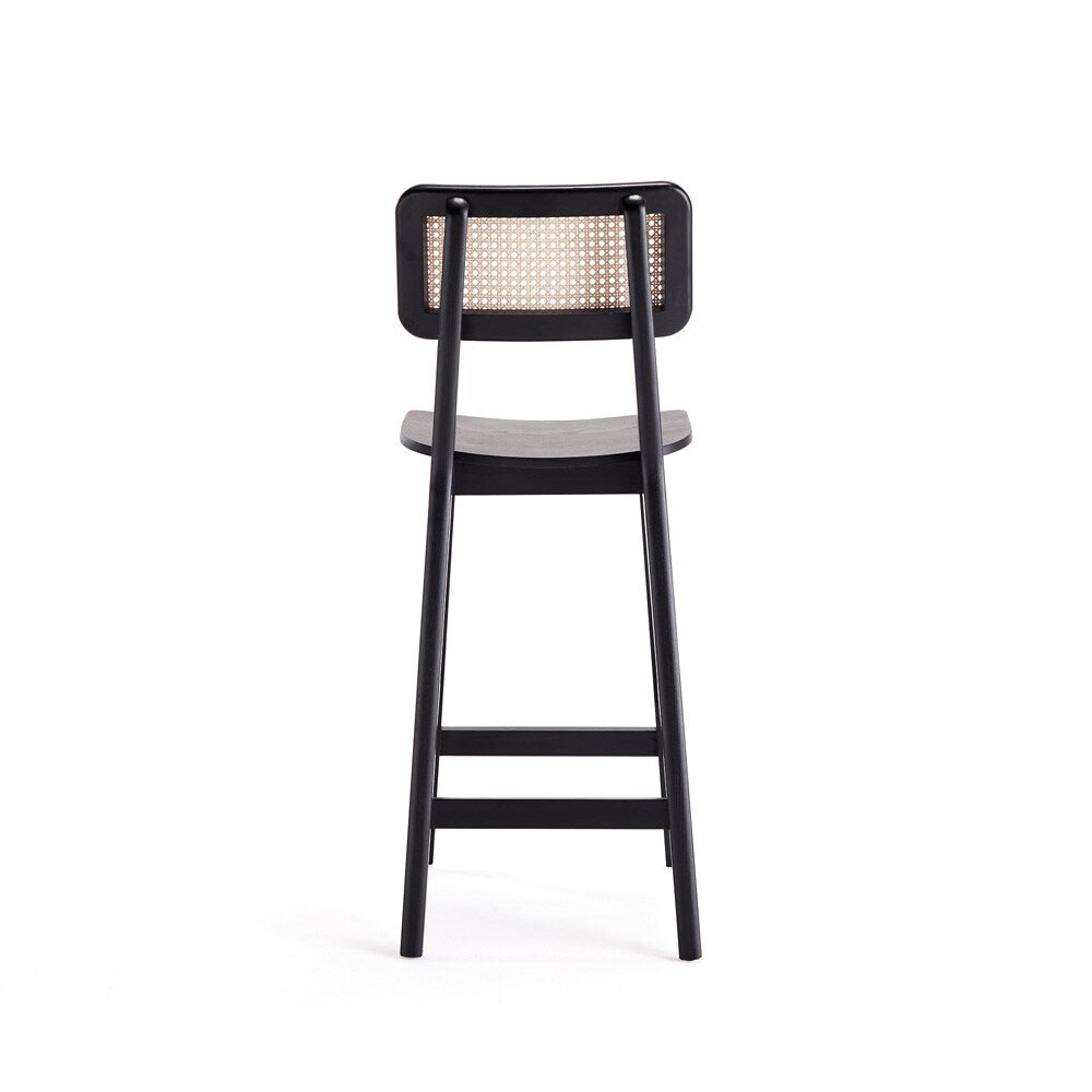 Manhattan Comfort - Versailles Counter Stool with American Ash Wood Legs in Black and Natural Cane - Set of 2 - 2-CSCA01-BK veiw 6