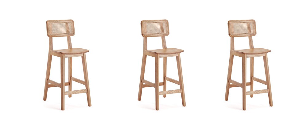 Manhattan Comfort - Versailles Counter Stool with American Ash Wood Legs in Nature - Set of 3 - 3-CSCA01-NA veiw 1