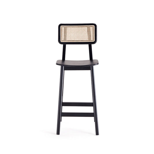 Manhattan Comfort - Versailles Counter Stool with American Ash Wood Legs in Black and Natural Cane - CSCA01-BK veiw 2