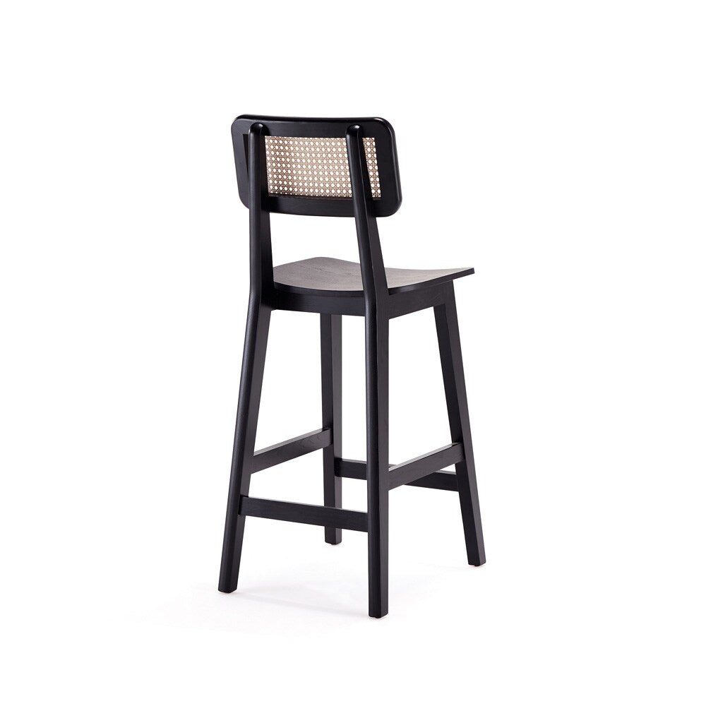 Manhattan Comfort - Versailles Counter Stool with American Ash Wood Legs in Black and Natural Cane - CSCA01-BK veiw 3