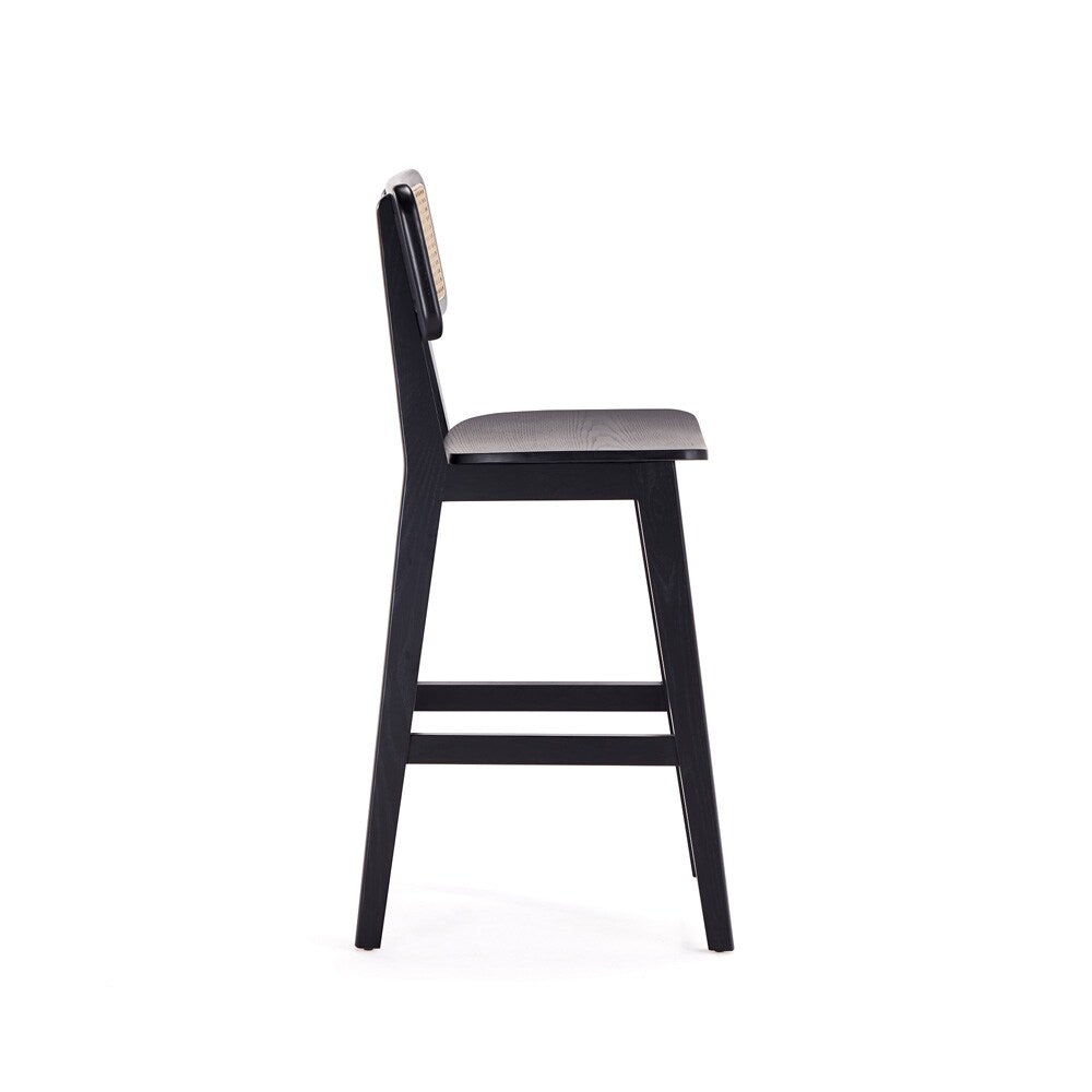 Manhattan Comfort - Versailles Counter Stool with American Ash Wood Legs in Black and Natural Cane - CSCA01-BK veiw 4