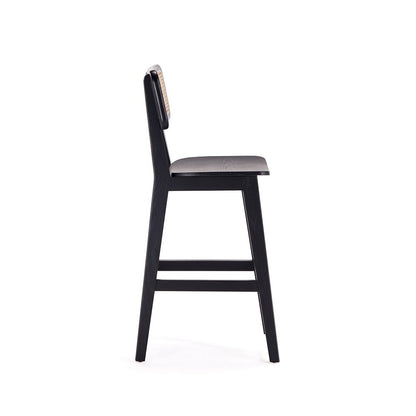 Manhattan Comfort - Versailles Counter Stool with American Ash Wood Legs in Black and Natural Cane - CSCA01-BK veiw 4
