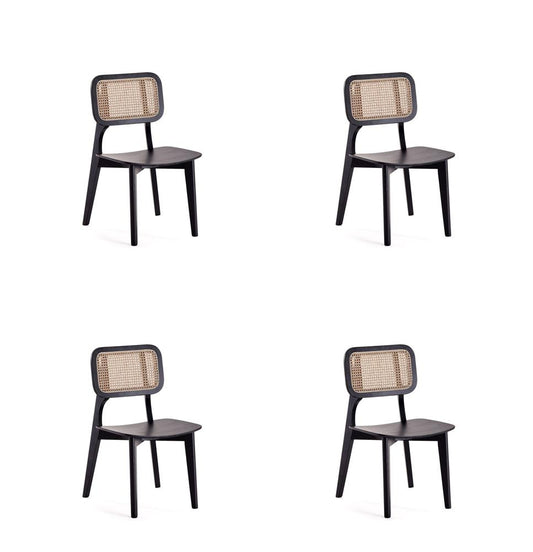 Manhattan Comfort - Versailles Rectangular Dining Chair with American Ash Wood Legs in Black and Natural Cane - Set of 4 - 2-DCCA01-BK veiw 1